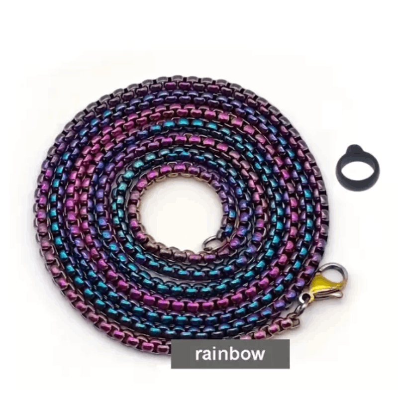 بند گردنی زنجیری همراه با حلقه کوچک رنگ هفت رنگ